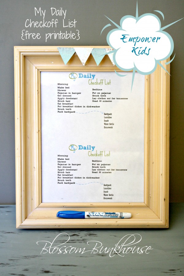 My Daily Checkoff List Empower Kids